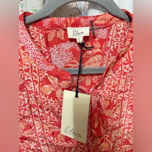 Elan NWT Coral Boho Floral Peasant Dress Small - Picture 3 of 6